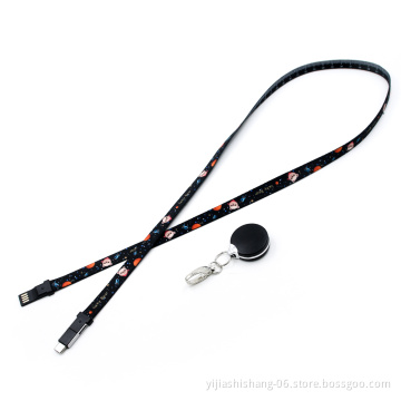 Custom 3 in 1 Lanyard Fast Charging Usb Cable for Android, Type C and iPhone